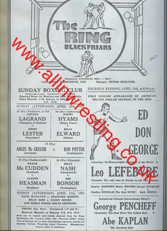 The Blackfriars Ring 1937
