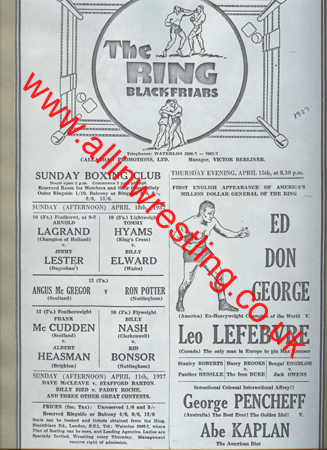The Blackfriars Ring 1937